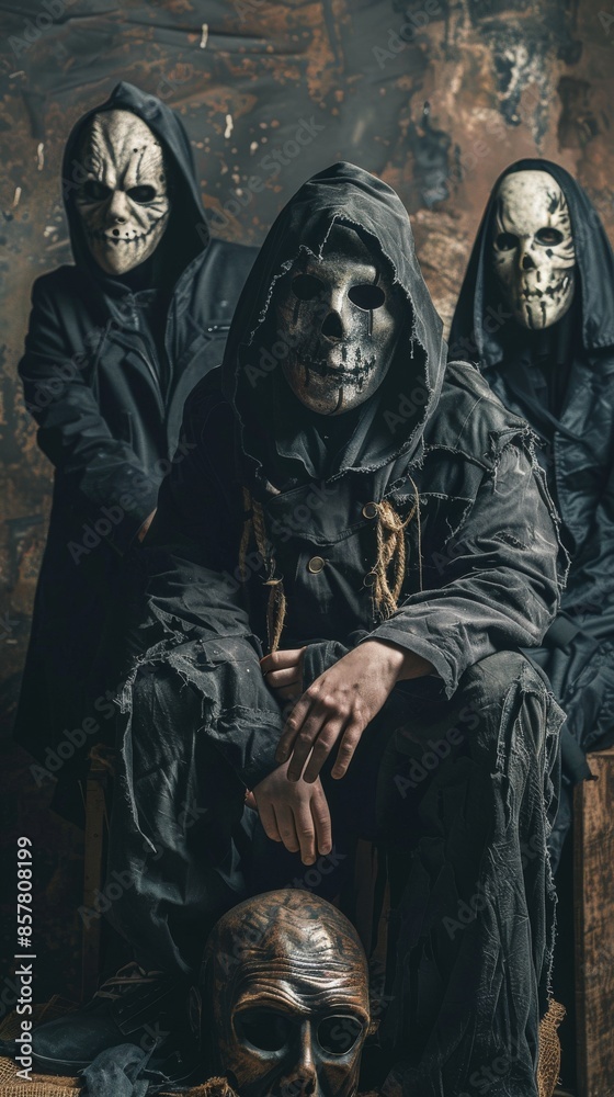 Scary Studio Scene with Halloween Masks Scary Studio Scene with Halloween Masks