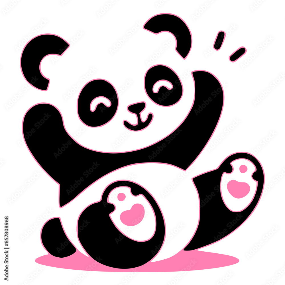 Adorable Cartoon Panda with Pink Paws - Cute Animal Illustration Adorable Cartoon Panda with Pink Paws - Cute Animal Illustration