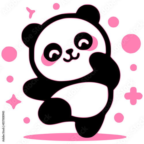 Black and White with Soft Pink Eyes - Cute Animal Design