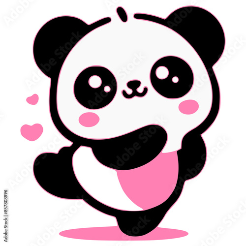 Cuddly Panda with Hearts - Cute Animal Design

