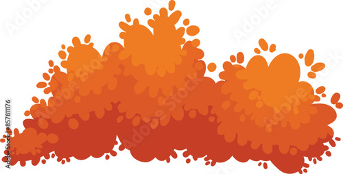 Colorful autumn bush. Cartoon yellow orange fall bush and autumnal garden icon with fall season gold leaves for city park and forest landscape background vector isolated symbol