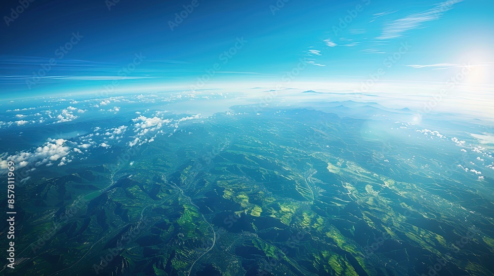 A clear blue sky with a few clouds and a mountain range in the background. The sky is vast and open, giving a sense of freedom and space A clear blue sky with a few clouds and a mountain range in the background. The sky is vast and open, giving a sense of freedom and space