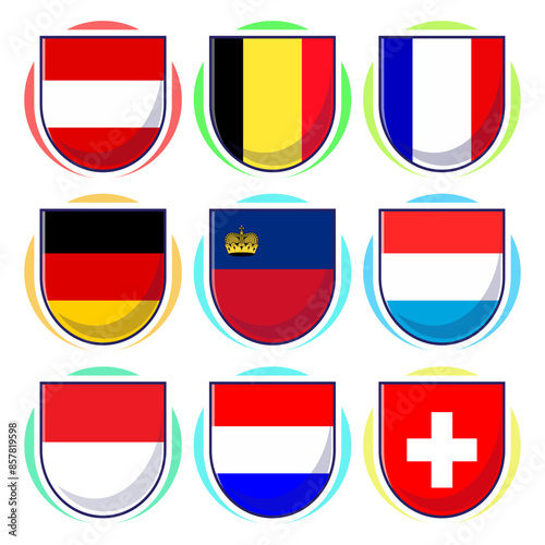 Western European Countries. Flat cartoon vector element design, travel symbols, landmark symbols, geography and map flags emblem. Free Download Western European Countries. Flat cartoon vector element design, travel symbols, landmark symbols, geography and map flags emblem. - GFXLoad