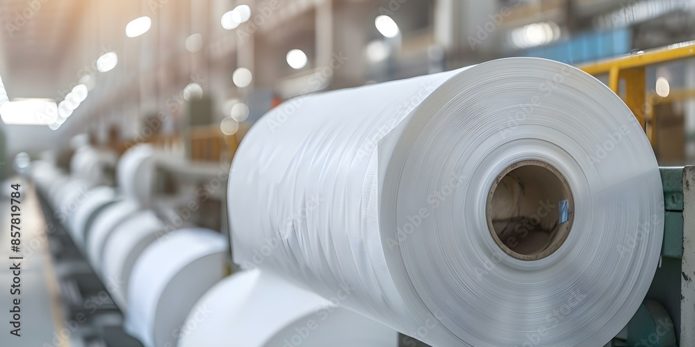 Transforming Wood Pulp into Paper Rolls at a Paper Mill Factory. Concept Paper Manufacturing Process, Industrial Machinery, Wood Pulp Extraction, Paper Roll Production, Factory Operations Transforming Wood Pulp into Paper Rolls at a Paper Mill Factory. Concept Paper Manufacturing Process, Industrial Machinery, Wood Pulp Extraction, Paper Roll Production, Factory Operations