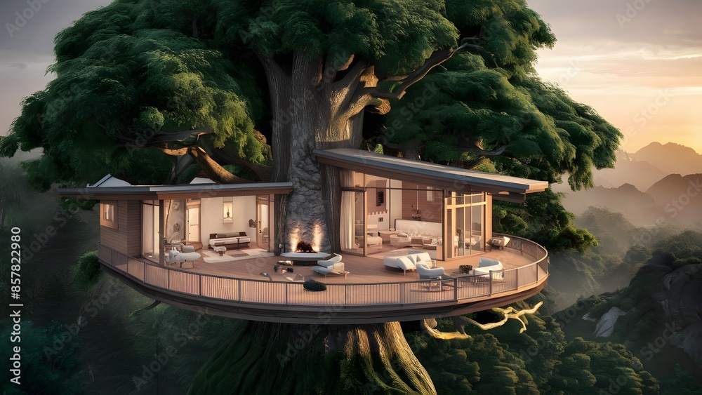 Obraz premium Rustic Tree House in the Woods