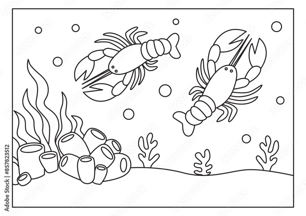 Fototapeta premium lobster sketch for coloring book vector