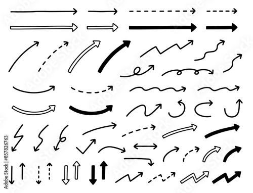 シンプルでかわいい手描き矢印アイコンセット
