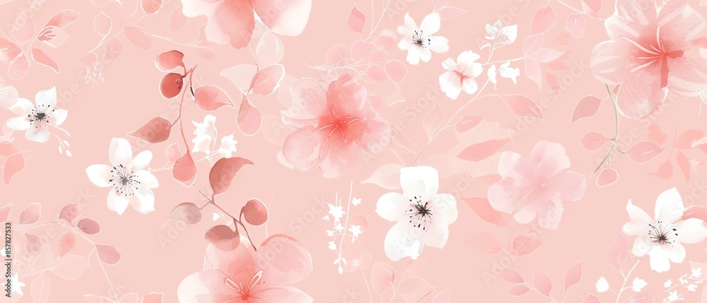 A gentle background in blush pink with soft floral designs A gentle background in blush pink with soft floral designs