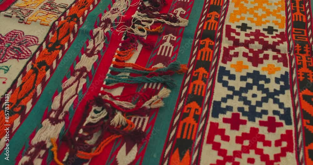 Close-up of ornament and patterns of Samarkand carpets, Uzbekistan.