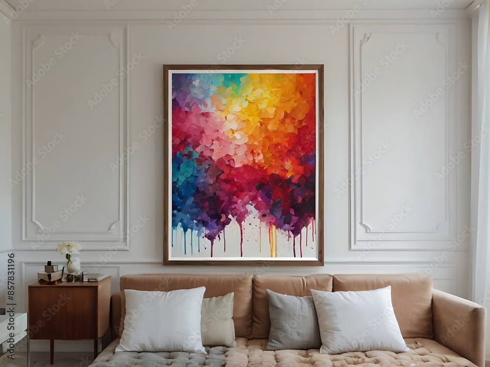 Fototapeta premium colorful paintaing hanged in living room