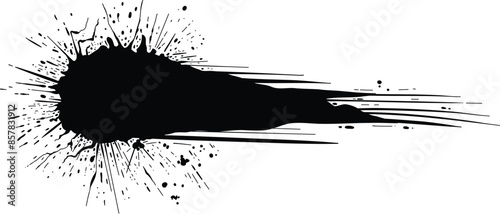 Grunge ink splatter. Splash of paint, spray drop staining and frame with wet paint drop traces vector. Illustration splash and drip design, silhouette blob spray