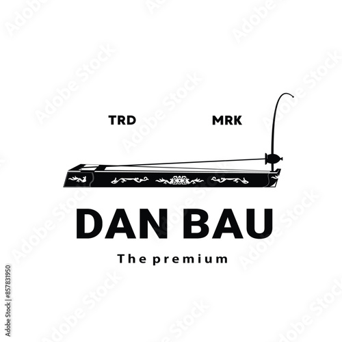 Vietnamese traditional musical instrument logo illustration, danbau silhouette suitable for music stores and communities.