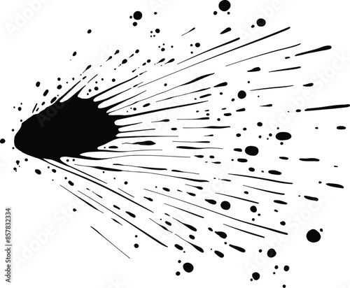 Grunge ink splatter. Splash of paint, spray drop staining and frame with wet paint drop traces vector. Illustration splash and drip design, silhouette blob spray