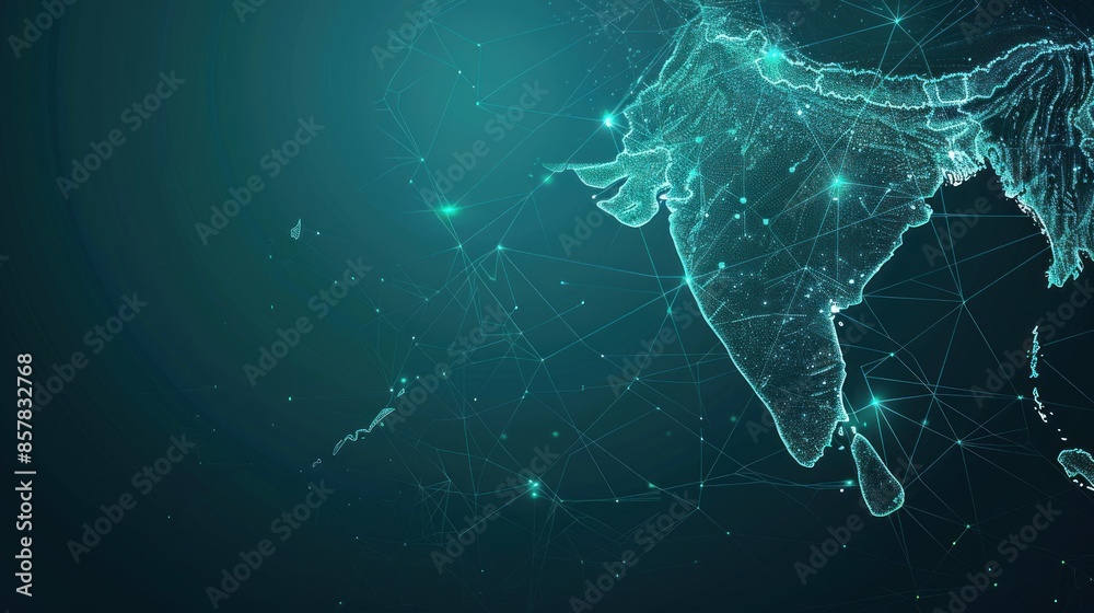 Digital Map of India with Connected Lines