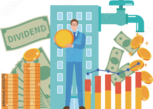 企業からの配当金を受け取る男性