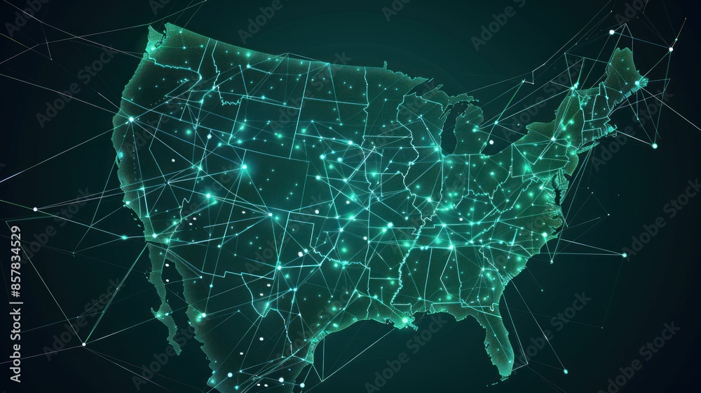 Obraz premium United States Connected: A Digital Map