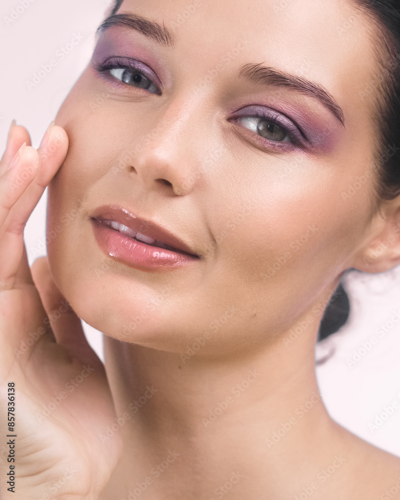 Obraz premium Professional Colorful Bright Makeup Close-Up On Beautiful Woman's Face