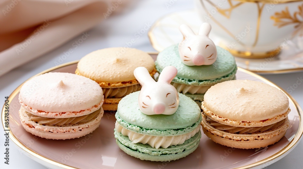 Easter Macarons with Bunny Decorations