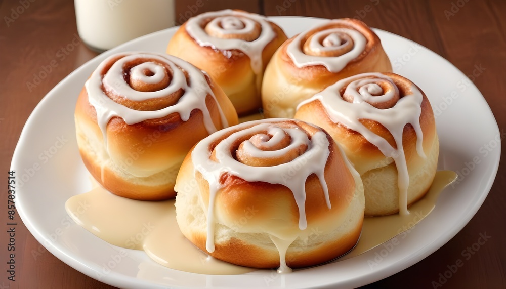 Small buns with a delicate light topping served on a white plate