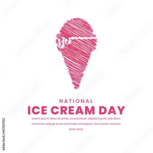 National ice cream day drawing vector illustration