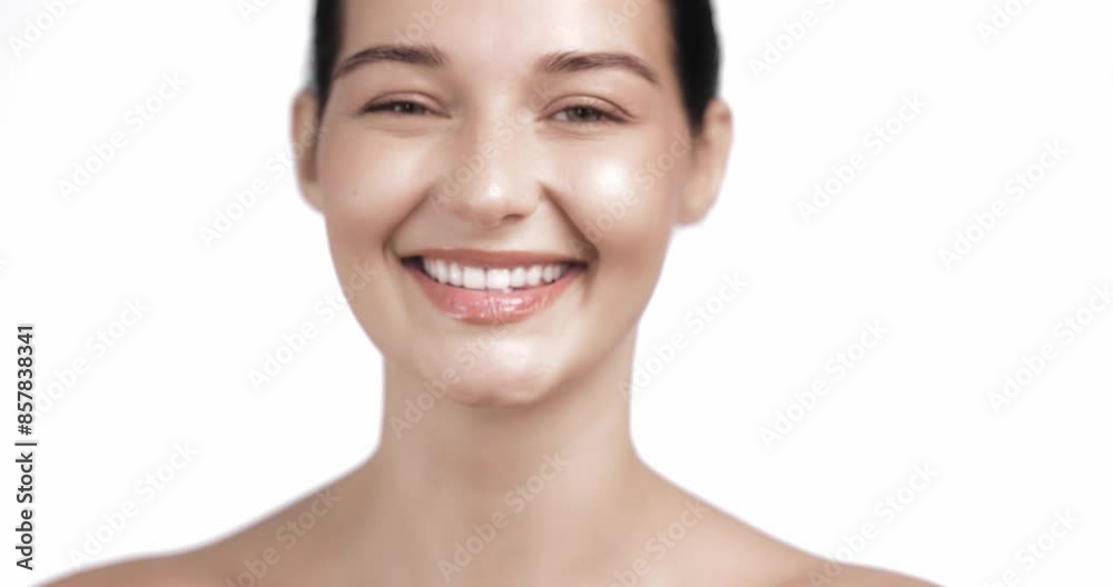 Happy Woman With Radiant Smile For Dental Care Promotion Happy Woman With Radiant Smile For Dental Care Promotion