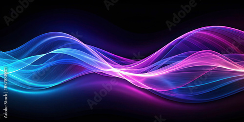 Abstract Digital Waves in Purple and Blue: Dynamic Flow with Empty Space Background © Tapos