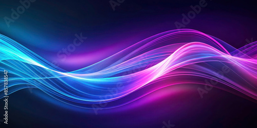 Wallpaper Mural Abstract Digital Waves in Purple and Blue: Dynamic Flow with Empty Space Background Torontodigital.ca