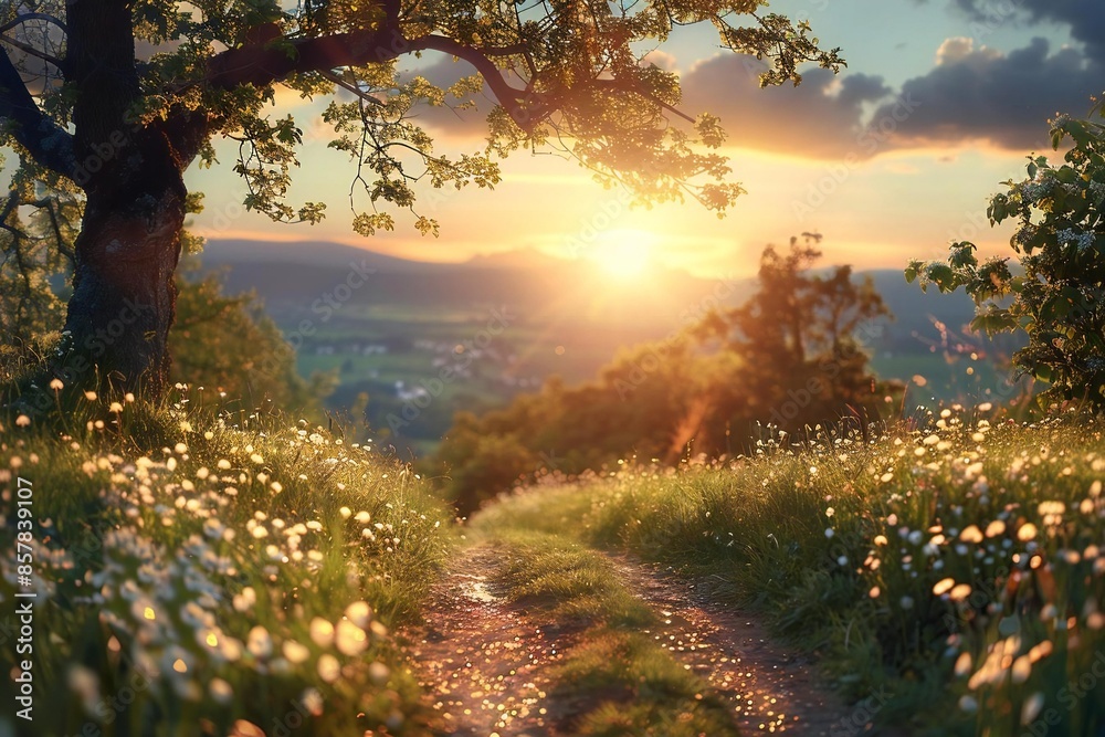 serene image of a radiant sun shining down on a peaceful landscape, symbolizing grace and divine love. serene image of a radiant sun shining down on a peaceful landscape, symbolizing grace and divine love.