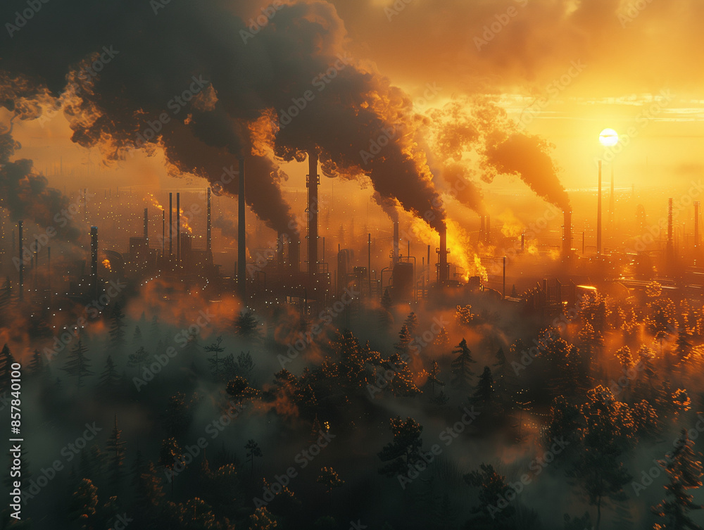 Obraz premium Toxic Emissions: Chemical Industry's Impact on the Environment