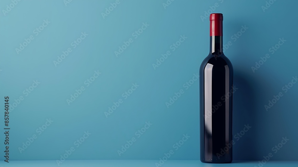 Bottle of red wine isolated on a blue background Bottle of red wine isolated on a blue background