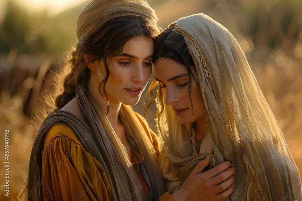 The photo captures Ruth standing by Naomi's side, symbolizing loyalty and faithfulness. The photo captures Ruth standing by Naomi's side, symbolizing loyalty and faithfulness.
