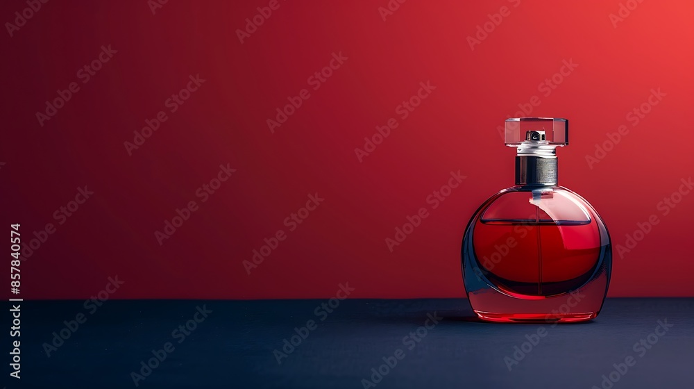 perfume bottle isolated on dark red and navy background perfume bottle isolated on dark red and navy background