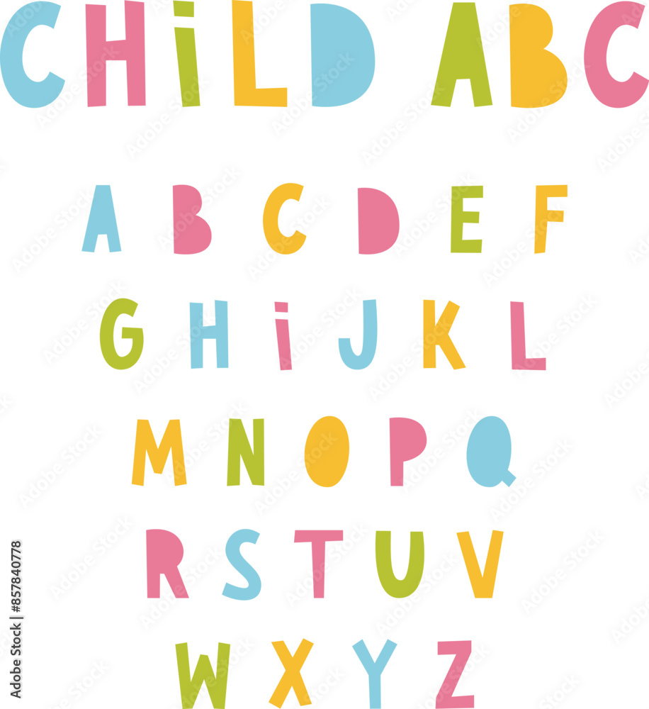 Child colorful font. The English alphabet is hand drawn. Capital letters for decorations. Child colorful font. The English alphabet is hand drawn. Capital letters for decorations.
