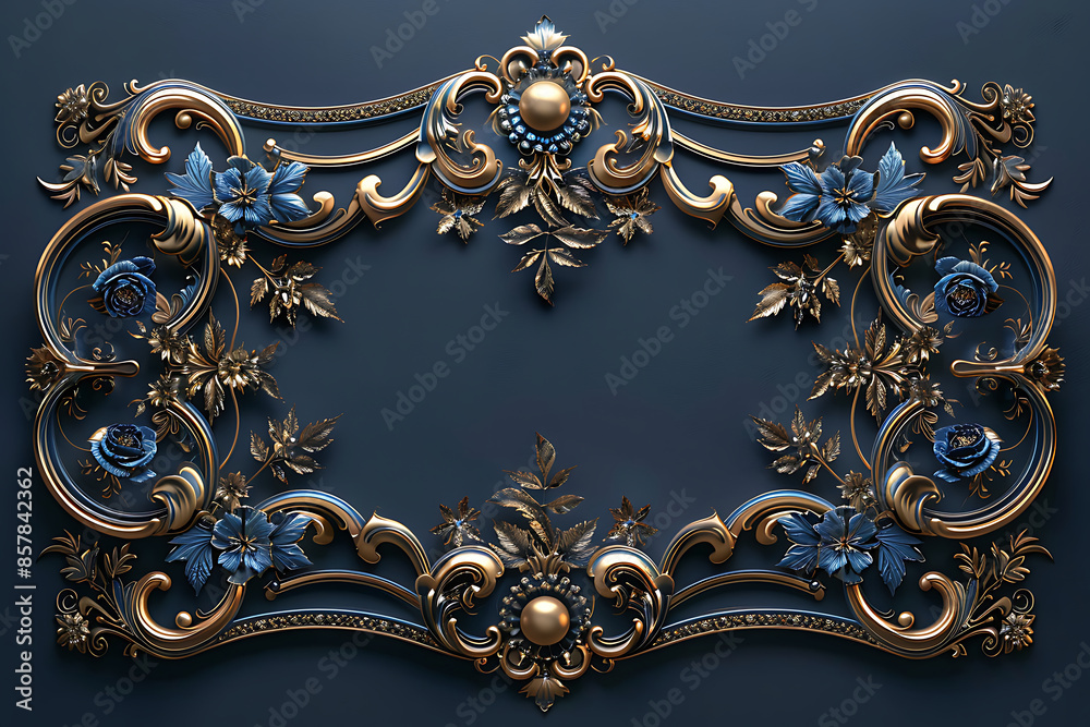 Bronze ornament on a black background. Isolated. 3D illustration Bronze ornament on a black background. Isolated. 3D illustration
