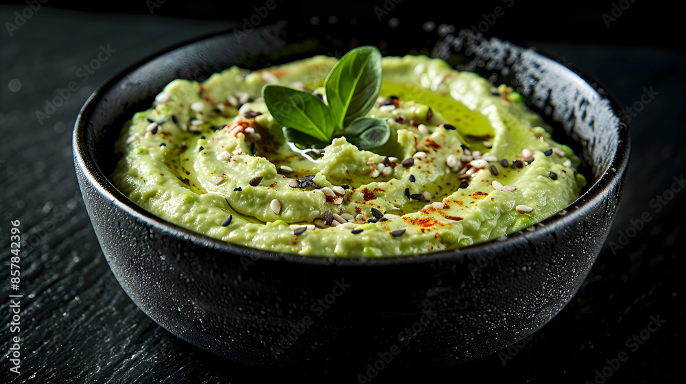A bowl of creamy fast food edamame hummus topped with a drizzle of olive oil A bowl of creamy fast food edamame hummus topped with a drizzle of olive oil