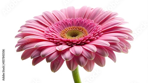Light Pink Gerbera Flower In Full Bloom Isolated On White Background.