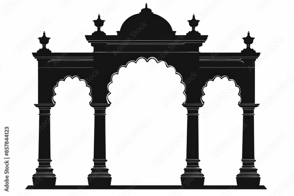 Naklejka premium Graceful silhouette of an archway standing against the sunset sky