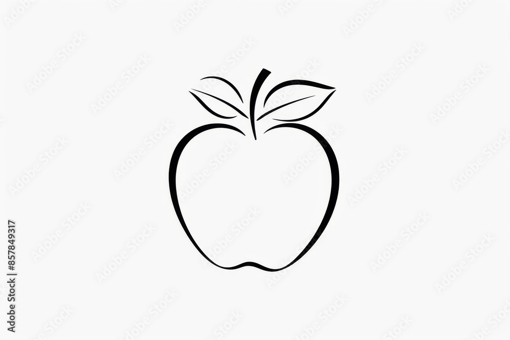 Minimalistic silhouette of an apple on light gray background Minimalistic silhouette of an apple on light gray background