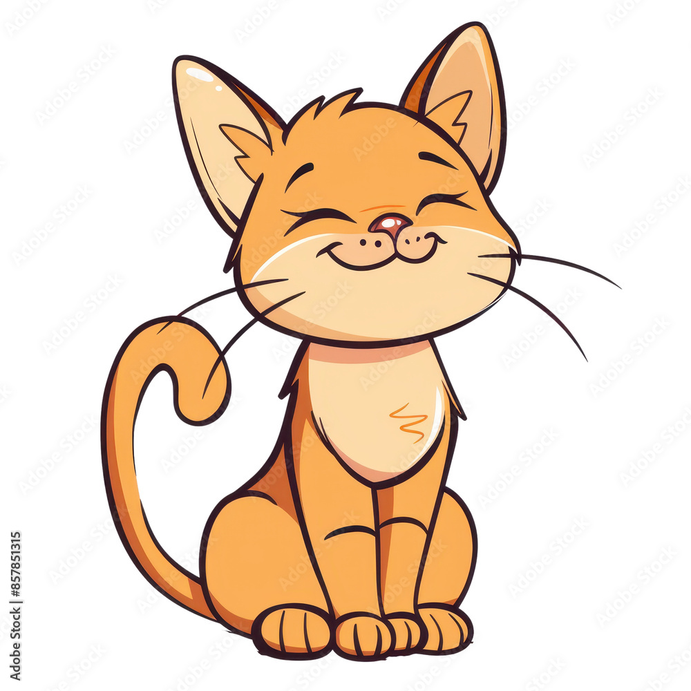 Cute orange cartoon cat with a big smile. Adorable illustration perfect for children's books and playful designs. isolated white background, transparent background, PNG Cute orange cartoon cat with a big smile. Adorable illustration perfect for children's books and playful designs. isolated white background, transparent background, PNG