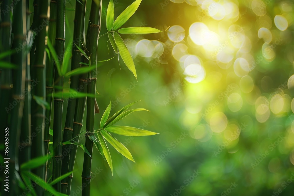 Naklejka premium bamboo forest on blurred background. ai generative