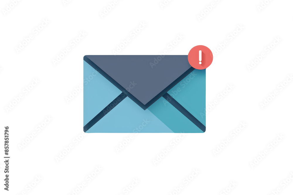 Illustration of an envelope with a red notification badge, representing an unread email or message alert in flat design style. isolated white background, transparent background, PNG Illustration of an envelope with a red notification badge, representing an unread email or message alert in flat design style. isolated white background, transparent background, PNG