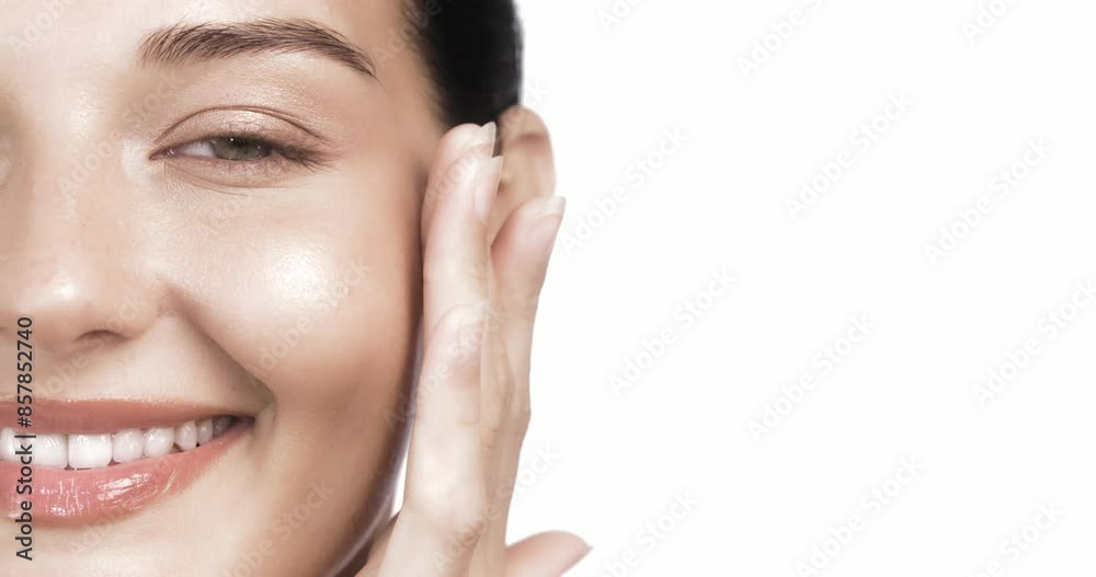 Close-Up Of Smiling Woman Applying Skincare Product For Radiant Skin Close-Up Of Smiling Woman Applying Skincare Product For Radiant Skin
