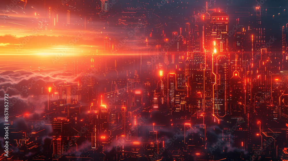 Fototapeta premium Neon futuristic flashes as wallpaper background illustration