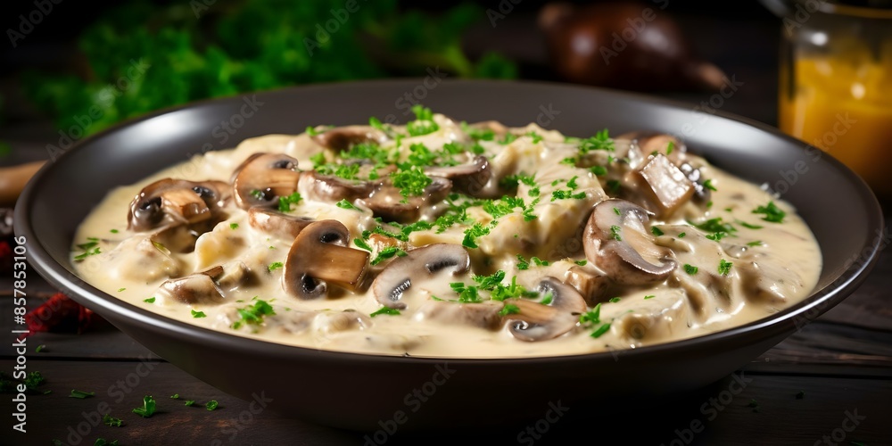Creamy veal stew with white wine cream and mushrooms blanquette de veau. Concept Creamy Veal Stew, White Wine Cream, Mushroom Blanquette, Veal Recipe Creamy veal stew with white wine cream and mushrooms blanquette de veau. Concept Creamy Veal Stew, White Wine Cream, Mushroom Blanquette, Veal Recipe