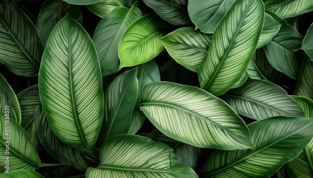 Closeup texture of green leaves in dark nature background Closeup texture of green leaves in dark nature background