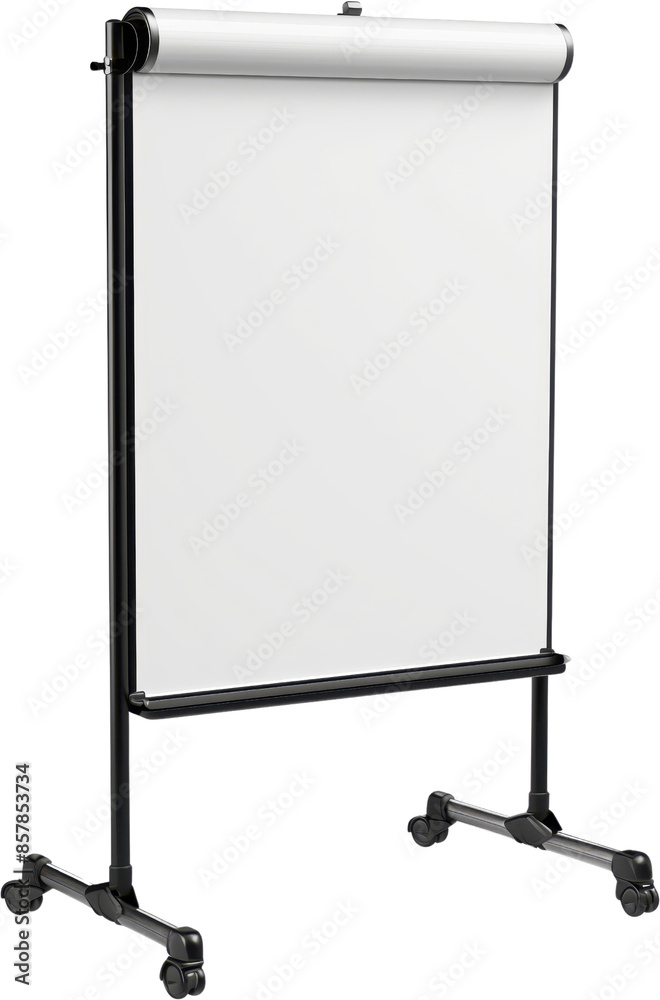 A portable rolling whiteboard isolated on a white background. A portable rolling whiteboard isolated on a white background.
