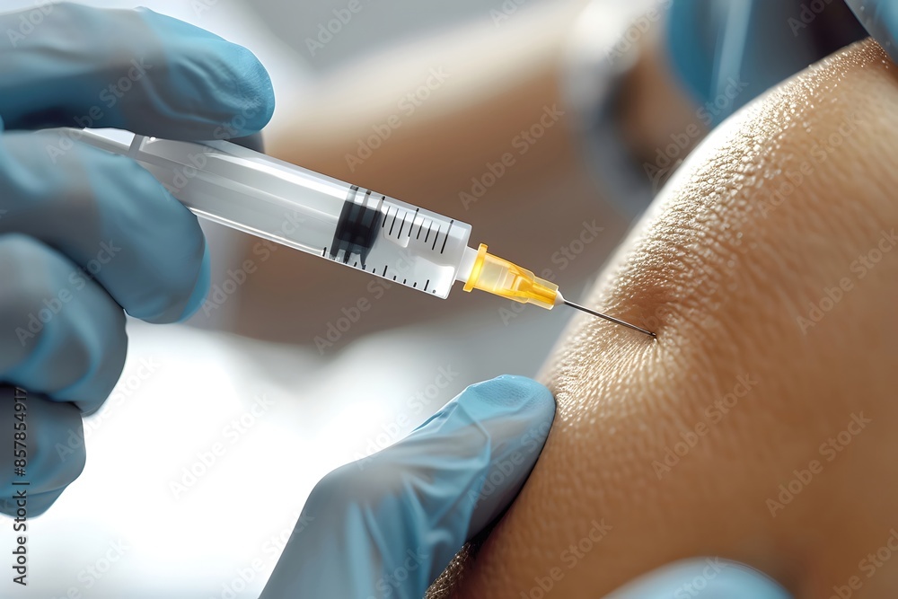 Botox Injection for Excessive Underarm Sweating:A Doctor's Gloved Hands in a Clinical Medical Setting Botox Injection for Excessive Underarm Sweating:A Doctor's Gloved Hands in a Clinical Medical Setting