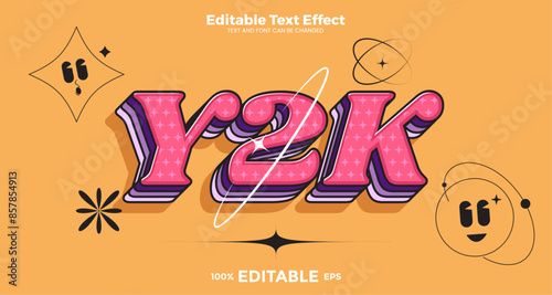 Y2K editable text effect in modern trend style