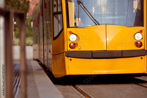 Tram tramway public transportation in Budapest, Hungary.