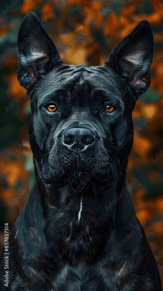 Intense Gaze of a Powerful Pit Bull Terrier in an Autumnal Outdoors Setting Intense Gaze of a Powerful Pit Bull Terrier in an Autumnal Outdoors Setting